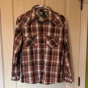 Patagonia Men's Red and Brown Plaid Shirt Jacket